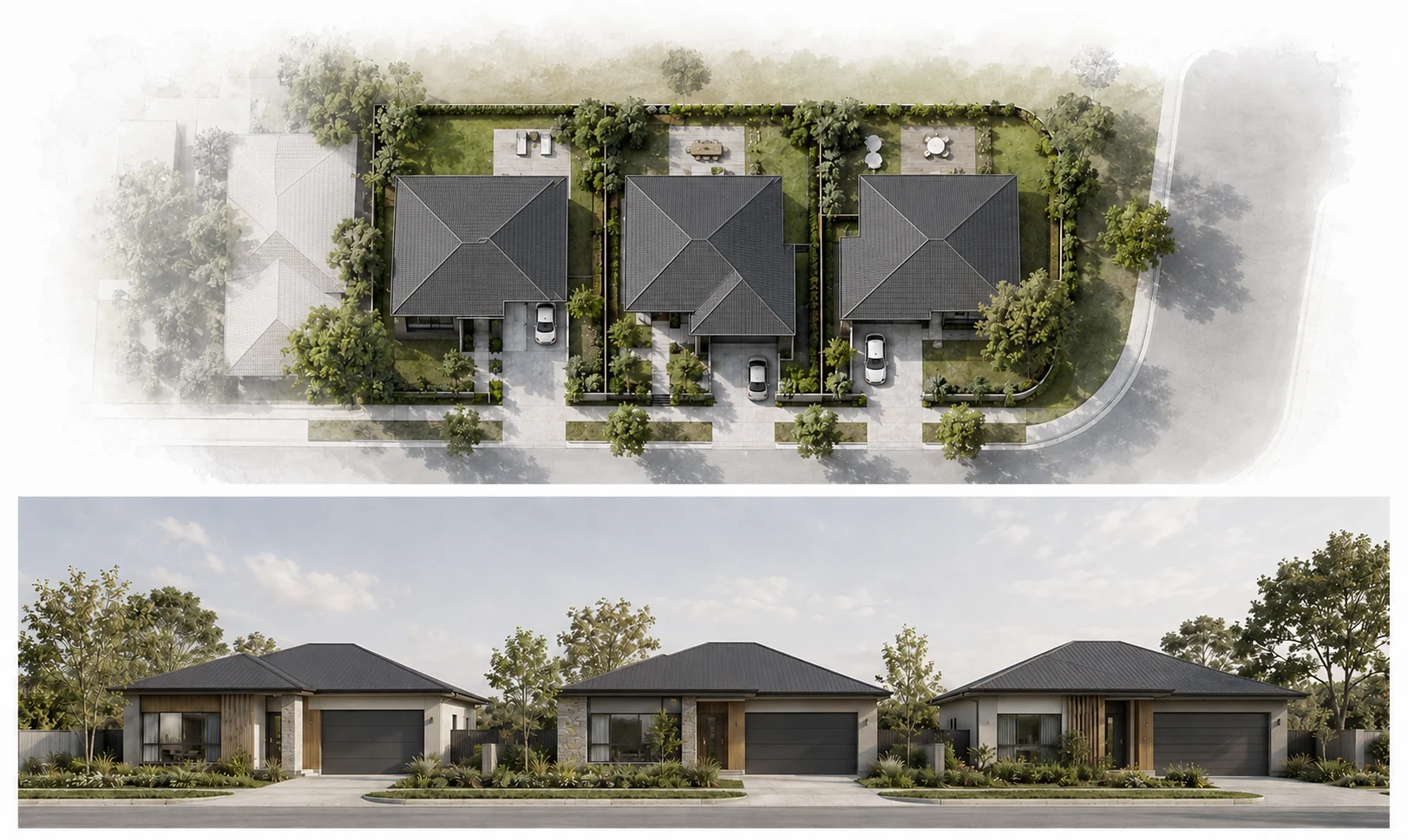 Residential development site plan and street elevations